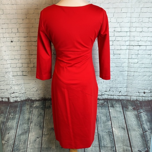 DIANE VON FURSTENBURG DVF Bevin 3/4 Sleeve Dress Cherry Red 8 Old Money Office - Picture 7 of 16